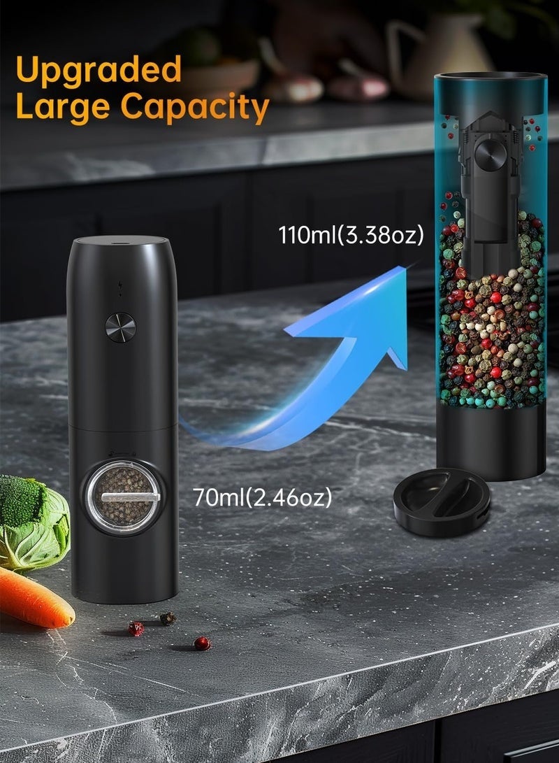 Bukela Electric Rechargeable Salt and Pepper Grinder Set, Top-Refill Automatic Pepper Grinder with Charging Base, Adjustable Coarseness, Easy-Refill Large Capacity with LED for Home Kitchens - Image 2