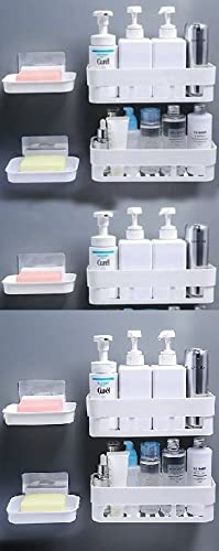 SHOPITECH Bathroom Shelf Wall Mounted Bathroom Kitchen No Drill Storage Rack Super Adhesive Bathroom Shower Organizer Rack Shelf 5 Bathroom Shelf 5 Soap Shelf - Image 1