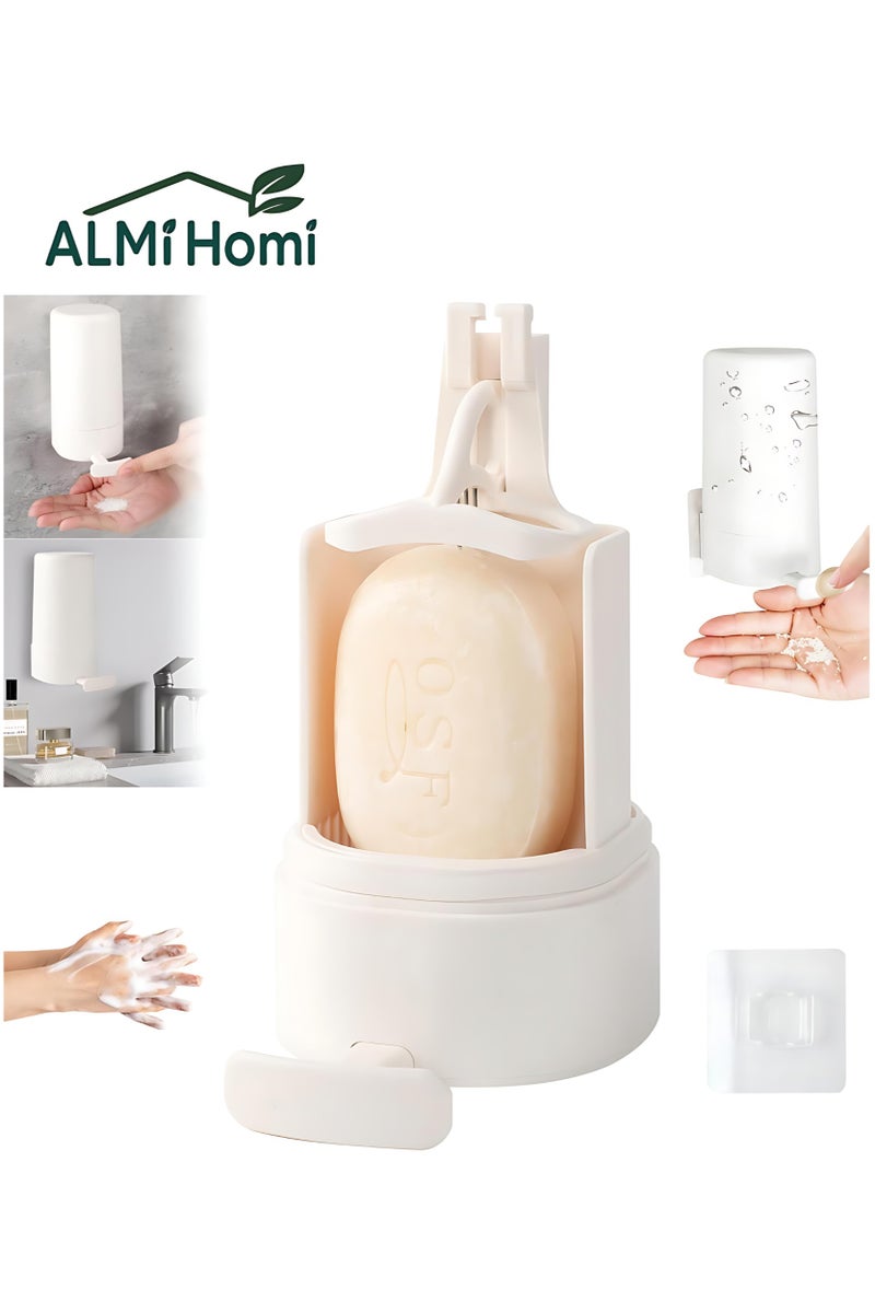 المي هومي موزع صابون صلب – مبشرة صابون للتثبيت على الحائط – مقاومة للماء وسهلة التثبيت بدون حفر – للمطبخ والحمام والسفر (أبيض، قطعة واحدة، بدون صابون) - Image 1