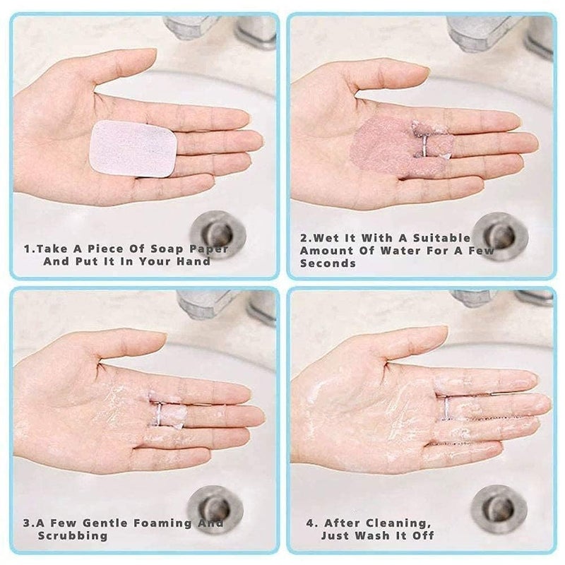 DUFFIX Mini Soap Paper Box - Disposable Hand Washing Cleaning Sheets for Travel & Outdoor Use Portable Paper Soap for Hygiene On-The-Go (Pack of 2) - Image 5