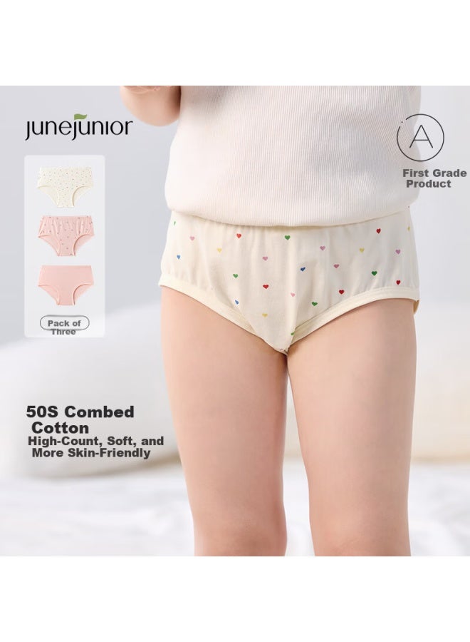 Junejunior [babylove Sub-brand] Children's Antibacterial Mulberry Silk Cotton Underwear, Boys And Girls Boxer Briefs, Ages 6-12, Pack Of 3 - Image 1