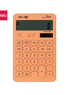 Deli Deli EM01541 RIO Desktop Calculator | 12 Digits | Solar & LR54 Battery Powered | 120-Step Check | Red | Ideal for Office & School Use (1PCS/Color Box)  - Image 1
