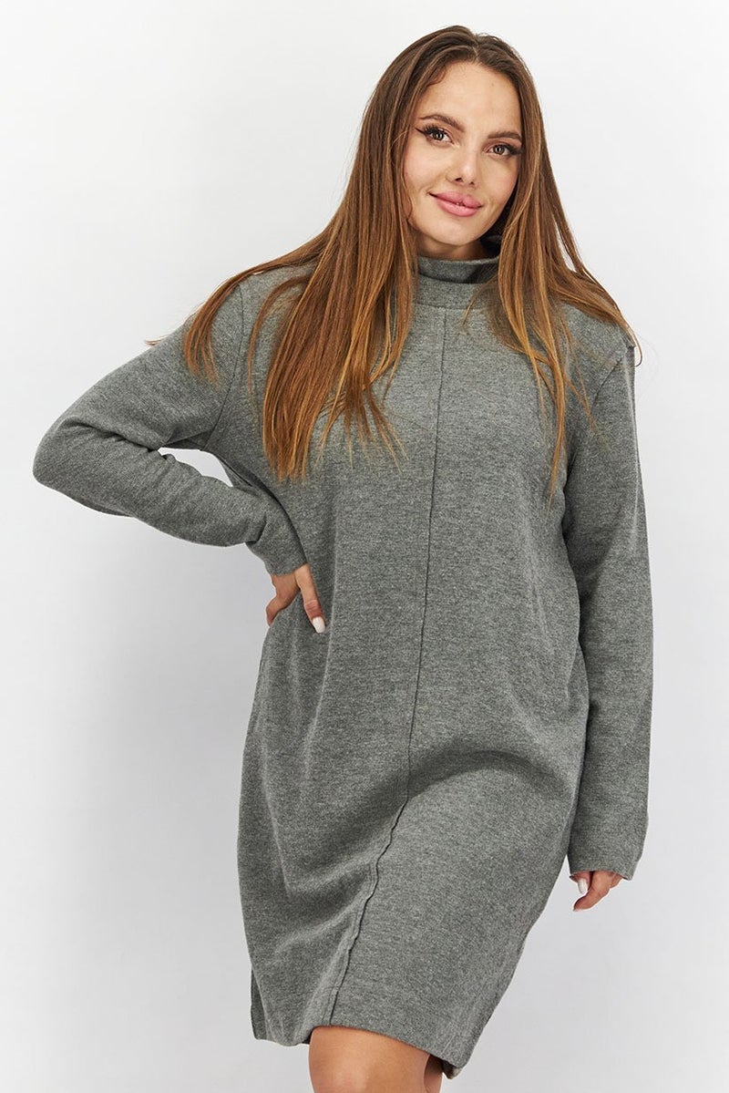 ESPRIT Women Knitted Long Sleeves Sweater Dress, Grey - Image 1