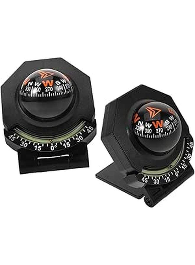 2Pcs Car Dashboard Compass with Inclinometer High Precision for Vehicle Boat Outdoor Navigation - Image 1