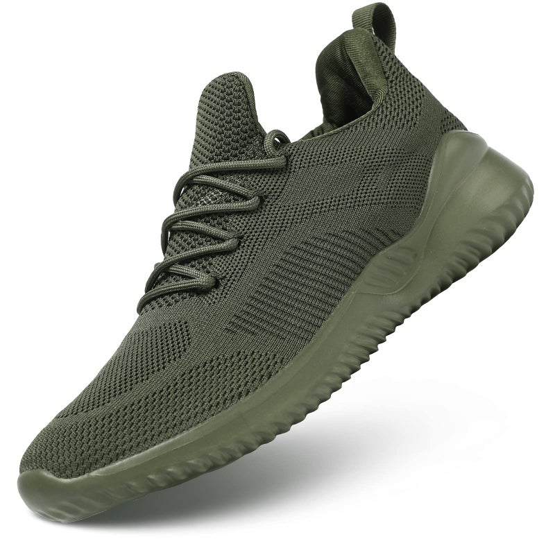 Kapsen Mens Non Slip Running Shoes Ultra Light Breathable Casual Walking Shoes Fashion Sneakers Mesh Workout Sports Shoes ArmyGreen