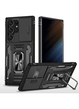 Samsung Galaxy S24 Ultra Case, Shockproof Case, Anti-Fall Drop Protection, Built-in Slide Anti-Scratch Camera Lens Cover, Integrated 360 Degree Rotating Ring Kickstand, Black - pzsku/Z4BA9C1B6FD388BF9AD1EZ/45/_/1705937229/0bd8fdac-2ade-4549-84ff-e302fc63b4a3