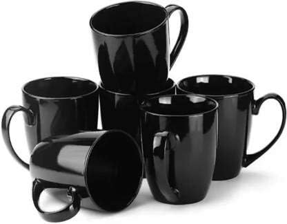 LVOOK Tea Coffee Cup | Tea Cup Set of 6 Pcs | Perfect for Every Occasion (Black Tea Cup 200ml) - Image 1