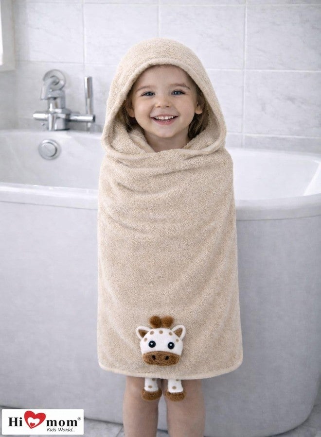 Hi mom Kids World Hi mom Kids Plush Towel with Cute Giraffe Design, Pink, Soft Fleece, for Babies and Toddlers (Cream, 60 * 120) - Image 3