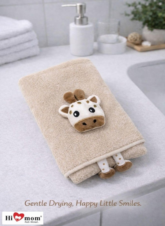 Hi mom Kids World Hi mom Kids Plush Towel with Cute Giraffe Design, Pink, Soft Fleece, for Babies and Toddlers (Cream, 60 * 120) - Image 2