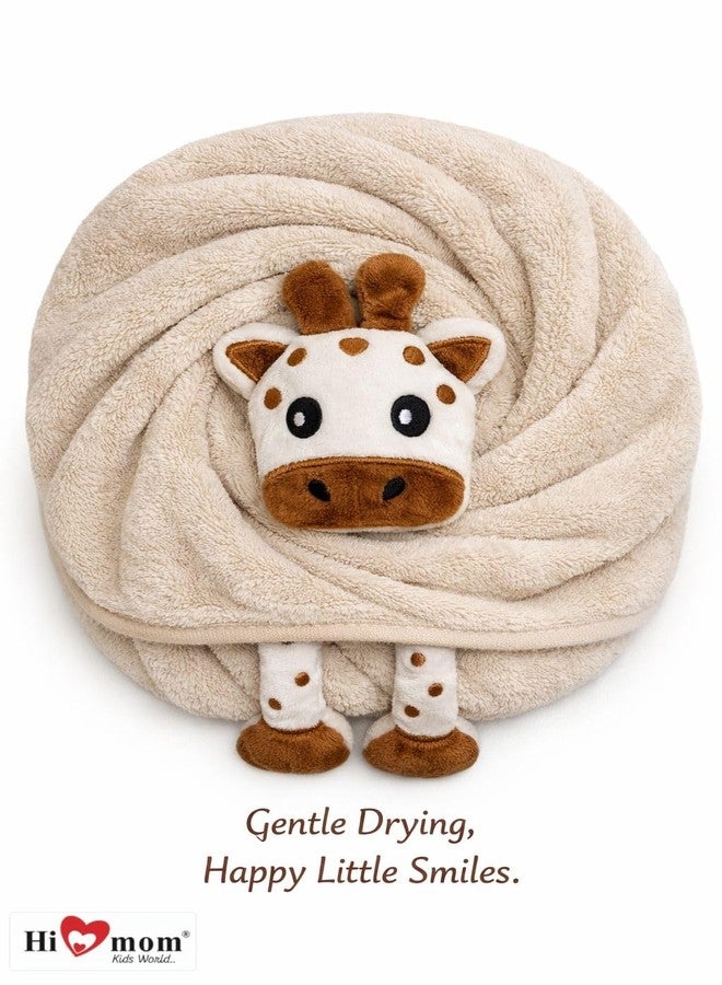 Hi mom Kids World Hi mom Kids Plush Towel with Cute Giraffe Design, Pink, Soft Fleece, for Babies and Toddlers (Cream, 60 * 120) - Image 5