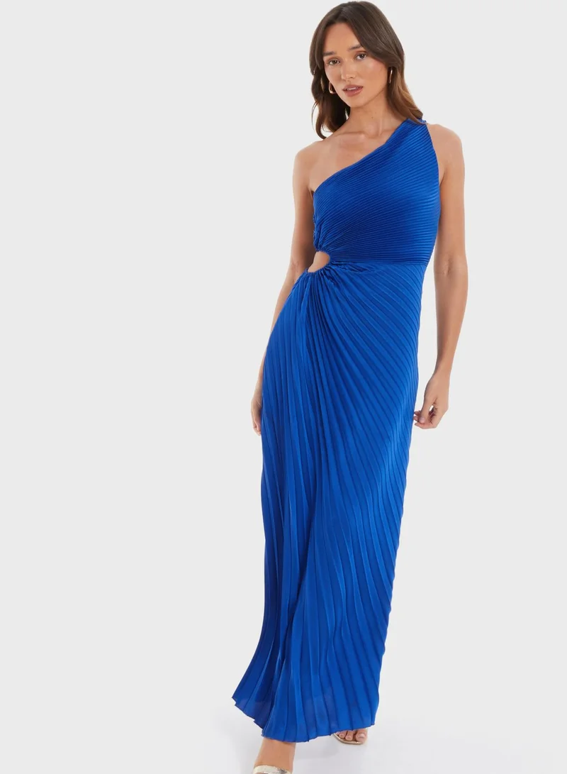 QUIZ Pleated One-Shoulder Dress