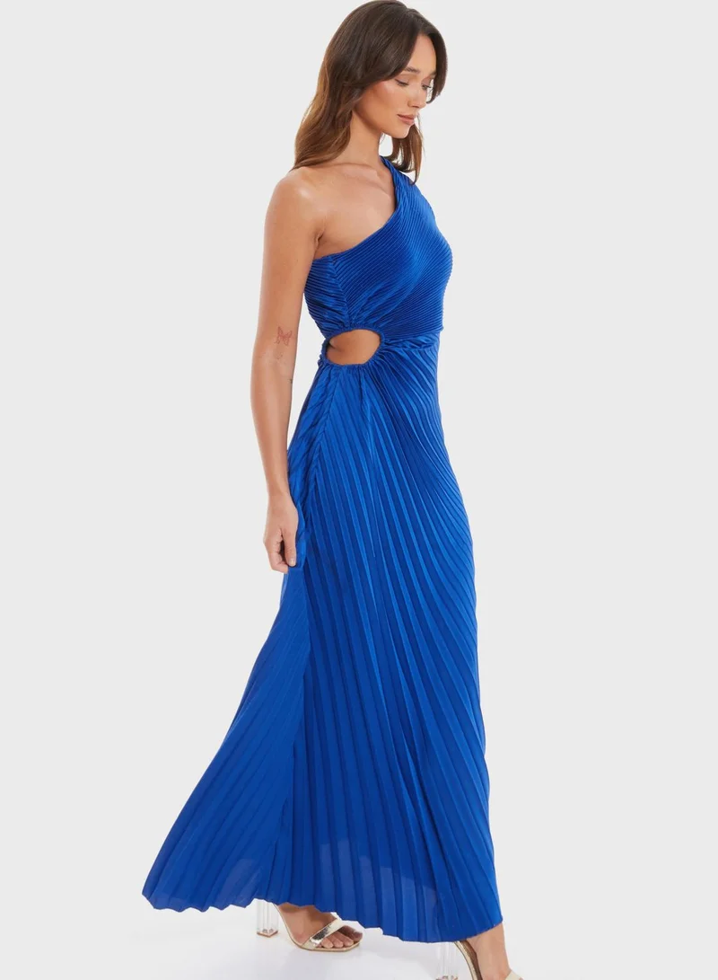 QUIZ Pleated One-Shoulder Dress