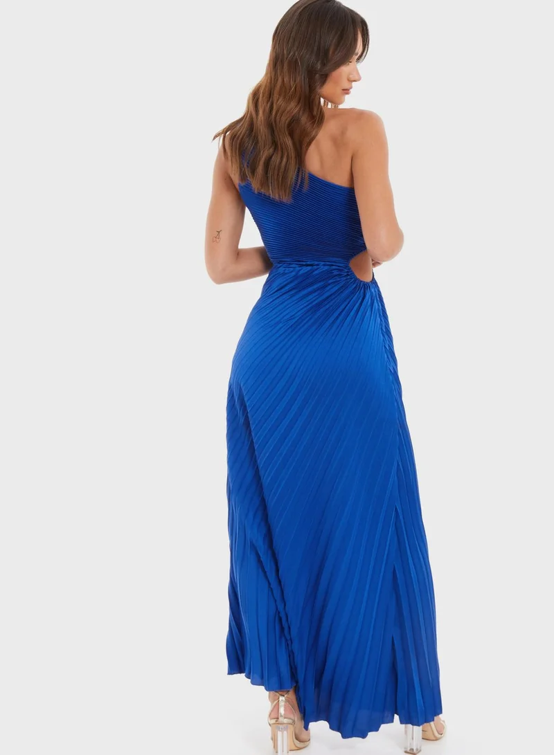 QUIZ Pleated One-Shoulder Dress