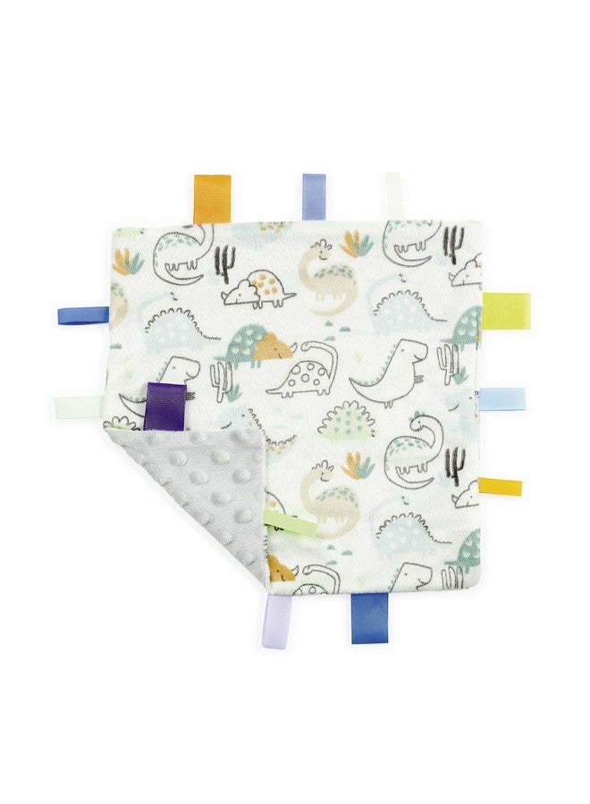 CREVENT Tag Security Blankets for Babies, Soft Small Loveys for Girls, Baby Comforter Sensory Blanket, Great Gifts for Birthday Baby Shower 10"X10" (Dinosaur) - Image 1