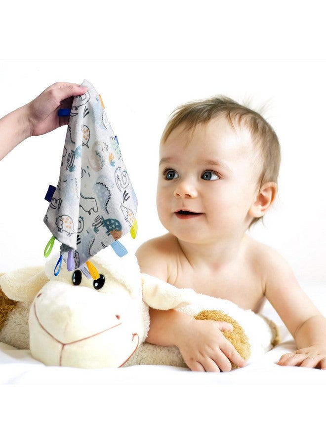 CREVENT Tag Security Blankets for Babies, Soft Small Loveys for Girls, Baby Comforter Sensory Blanket, Great Gifts for Birthday Baby Shower 10"X10" (Dinosaur) - Image 3