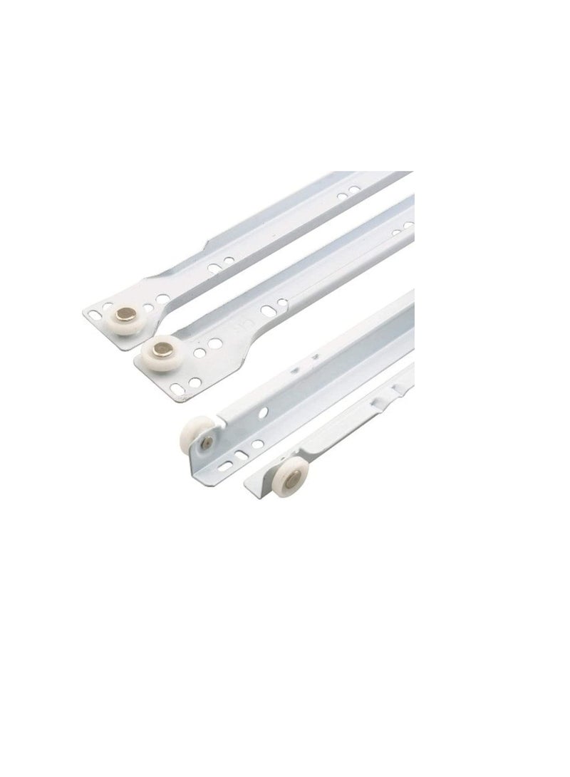 Robustline Roller Wheel Cabinet Drawer Keyboard Slide Glide Runner 2 Pairs (1.0mm Thickness), Heavy duty drawer slides (18") - Image 1
