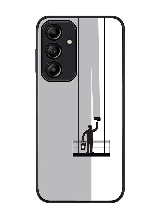 Stylizedd Rugged Black Edge Case for Samsung Galaxy A55, Slim fit Soft Case Flexible Rubber Edges Anti Drop TPU Gel Thin Cover -  Paint Hanger (Grey) - Image 1