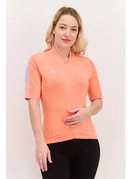 Women Sportswear Fit Brand Logo Outdoors Top, Dark Orange