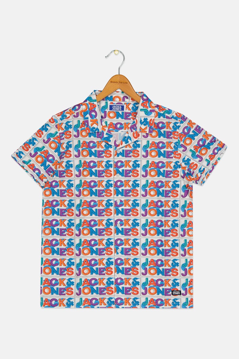JACK & JONES Kids Boy Allover Print Short Sleeves Shirt, Multicolor - Image 2