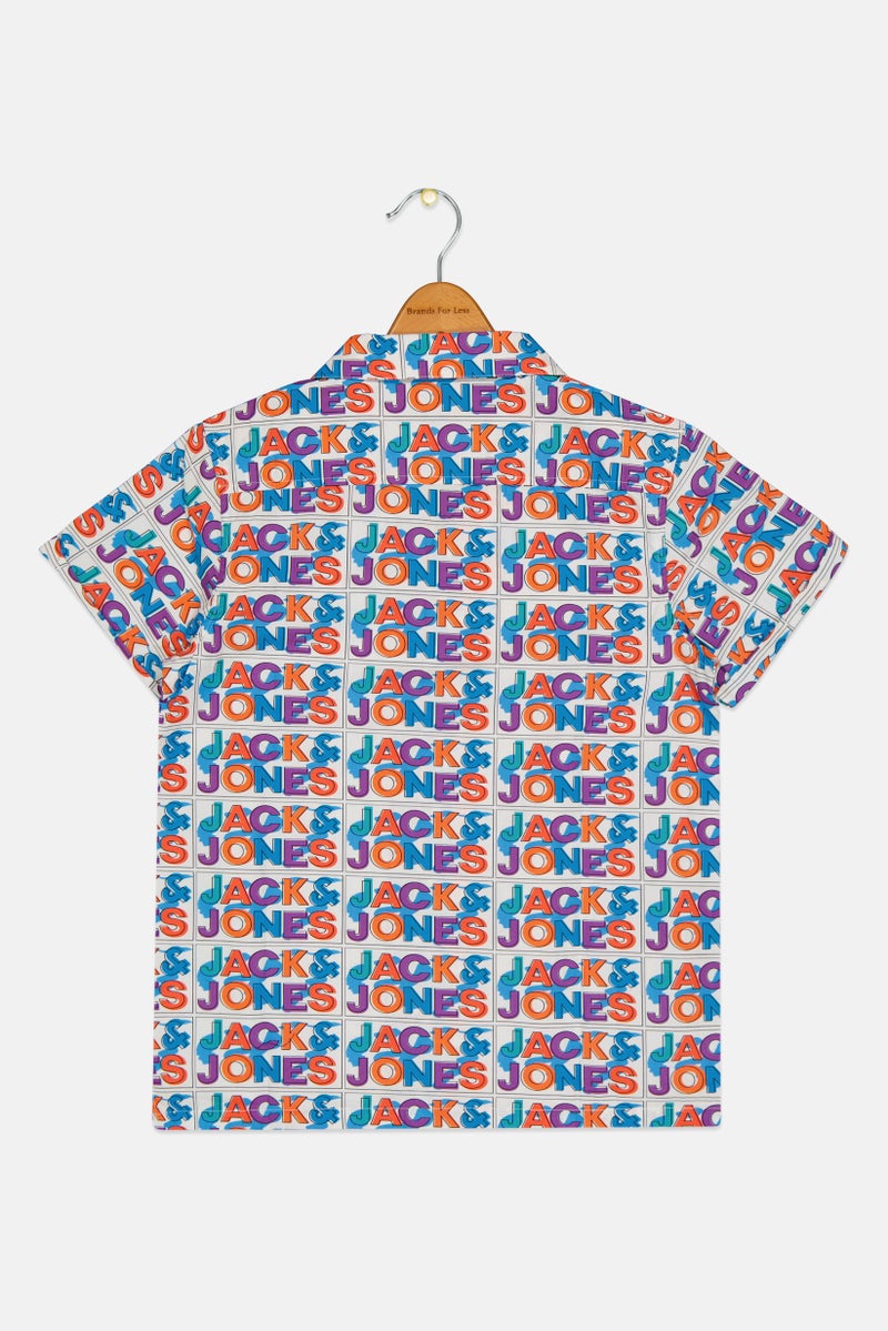 JACK & JONES Kids Boy Allover Print Short Sleeves Shirt, Multicolor - Image 3