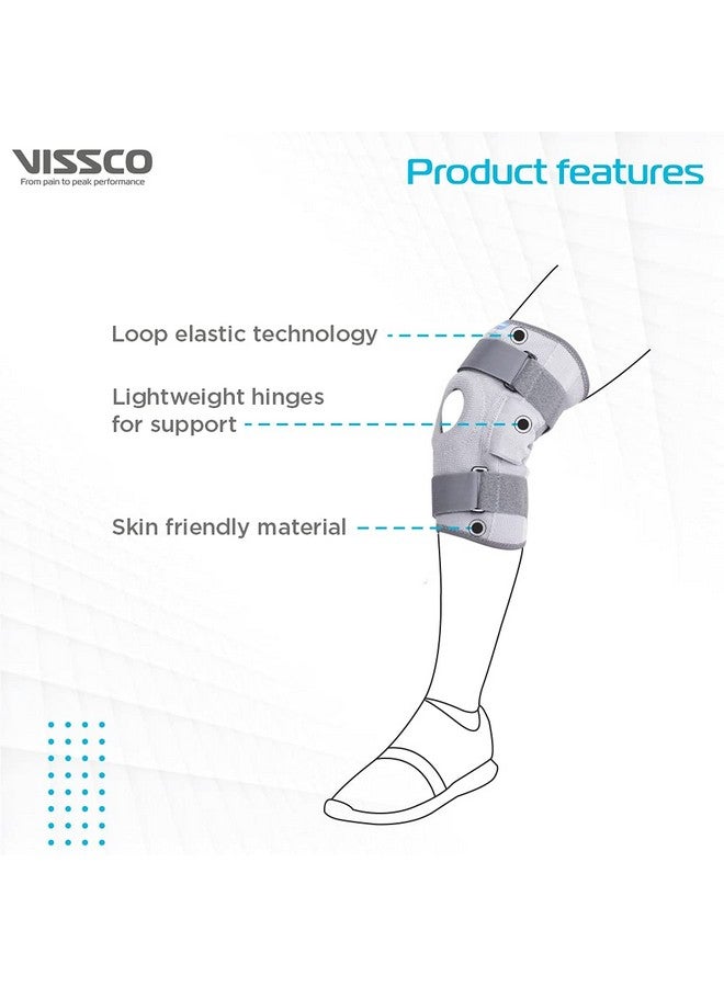 Vissco Stretchable Hinged Elastic with Open Patella, Knee Support for Pain Relief, Sports, Football, Cricket, Braces for Walking and Workout - Large (Grey) - Image 3