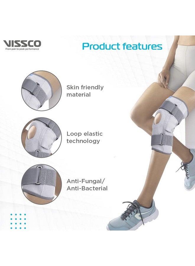 Vissco Stretchable Hinged Elastic with Open Patella, Knee Support for Pain Relief, Sports, Football, Cricket, Braces for Walking and Workout - Large (Grey) - Image 4