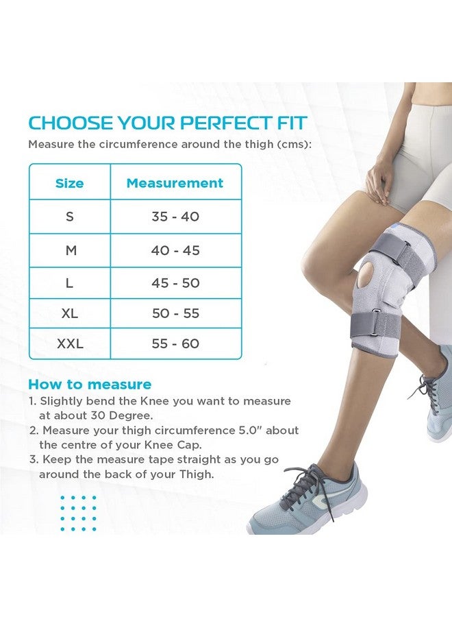 Vissco Stretchable Hinged Elastic with Open Patella, Knee Support for Pain Relief, Sports, Football, Cricket, Braces for Walking and Workout - Large (Grey) - Image 2