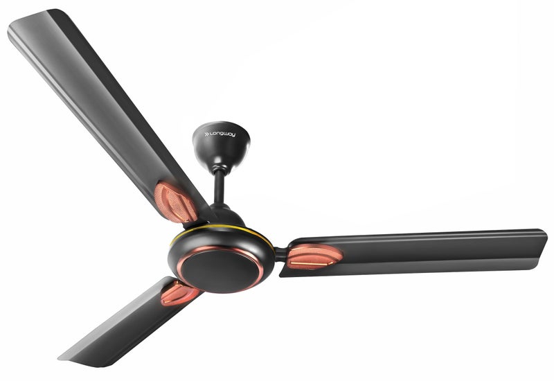 LONGWAY Kiger P1 1200 mm/48 inch Ultra High Speed 3 Blade Anti-Dust Decorative Star Rated Ceiling Fan 2 Years Warranty (Smoked Brown, Pack of 1) - Image 1