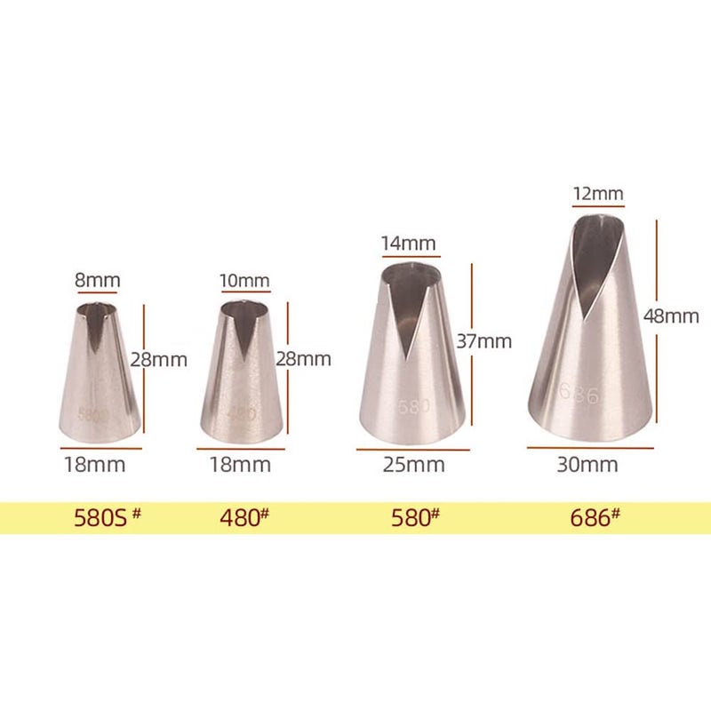 Bmaacye St. Honore Piping Tips,V-shaped wave Pastry Tips Cake Decorating Nozzles Tips Piping Kit for Pastry Cupcakes Cakes Cookies,4 Pcs - Image 3