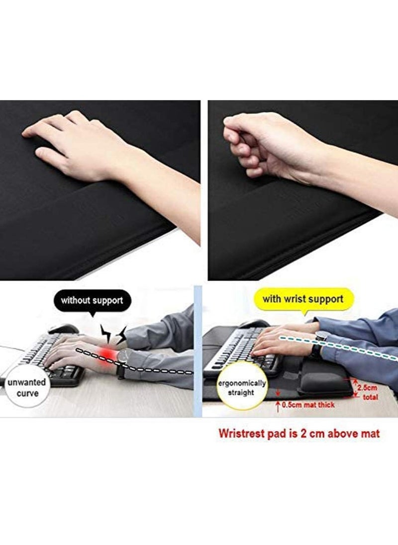 Extended 3-in-1 Keyboard N Mouse Wrist Rest Pad Memory Foam Hand Rest Support Desk Mat Gaming Pad Wrist Pillow Cushion Office&Home-Black