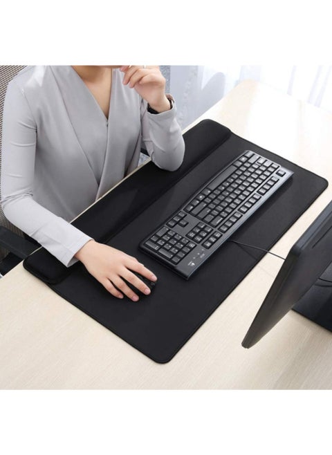 Extended 3-in-1 Keyboard N Mouse Wrist Rest Pad Memory Foam Hand Rest Support Desk Mat Gaming Pad Wrist Pillow Cushion Office&Home-Black