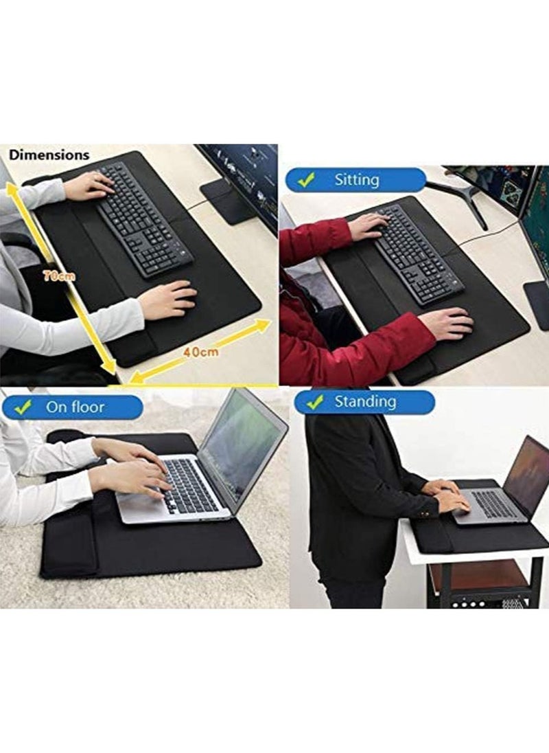 Extended 3-in-1 Keyboard N Mouse Wrist Rest Pad Memory Foam Hand Rest Support Desk Mat Gaming Pad Wrist Pillow Cushion Office&Home-Black