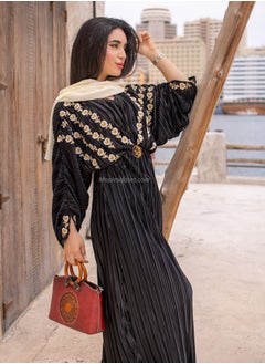 Maple's Pleated Black Dress With Contrast Embroidery  - Image 1