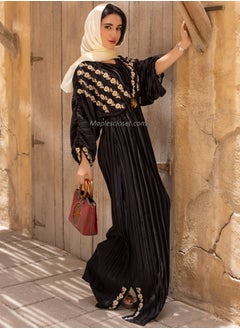 Maple's Pleated Black Dress With Contrast Embroidery  - Image 4