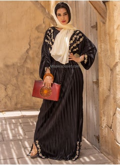 Maple's Pleated Black Dress With Contrast Embroidery  - Image 5