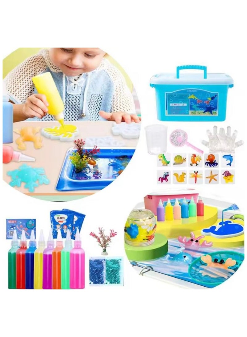 MARAH TOYS Magical 3D gel water animal coloring game for children (8 colors + 10 templates) - Image 1