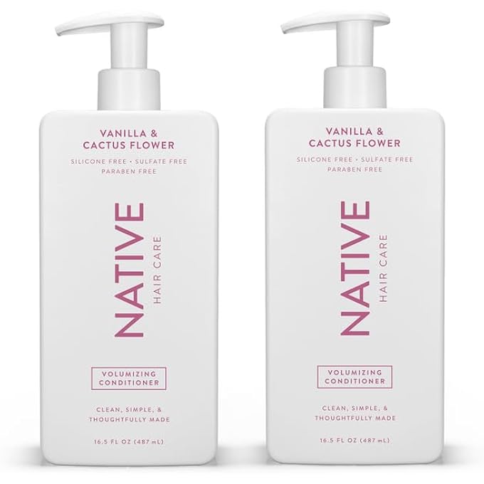 native VANILLA & CACTUS FLOWER VOLUMIZING CONDITIONER CONTAINS NATURALLY DERIVED INGREDIENTS| ALL HAIR TYPES - COLOR & TREATED, FINE TO DRY DAMAGED |SULFATE & DYE FREE, 16.5 FL OZ EACH (2 PACK) - Image 1