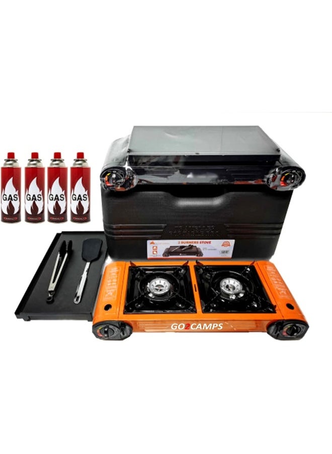 GO2CAMPS Alsaqer Double Burner Butane Camping Stove With BBQ Grill Hotplate/Humburger Tray, BBQ Serving Tools and Carry Case - pzsku/Z4BAA2C4D95BA3A60B722Z/45/_/1726641720/51faaf3b-b539-44b2-9268-36aa9a6a9cfd