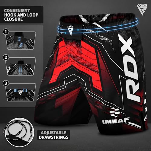 RDX IMMAF Approved MMA Shorts, Side Slits Design Suitable for MMA Boxing, Muay Thai, Kickboxing Gym Workout Red - Image 2