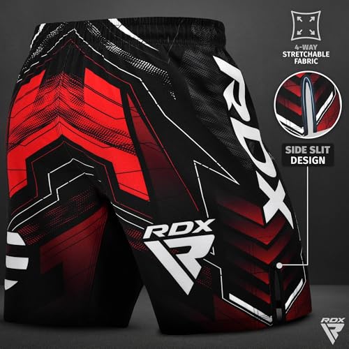 RDX IMMAF Approved MMA Shorts, Side Slits Design Suitable for MMA Boxing, Muay Thai, Kickboxing Gym Workout Red - Image 4