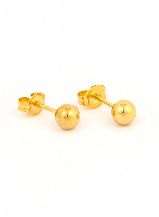 5MM Ball 24K Pure Gold Plated Ear Studs