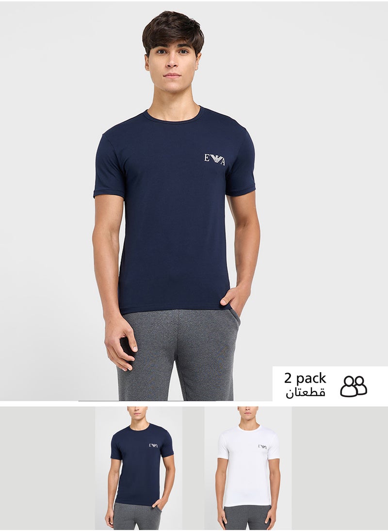 EMPORIO ARMANI Beachwear Logo Crew Neck T-Shirt  - Image 1
