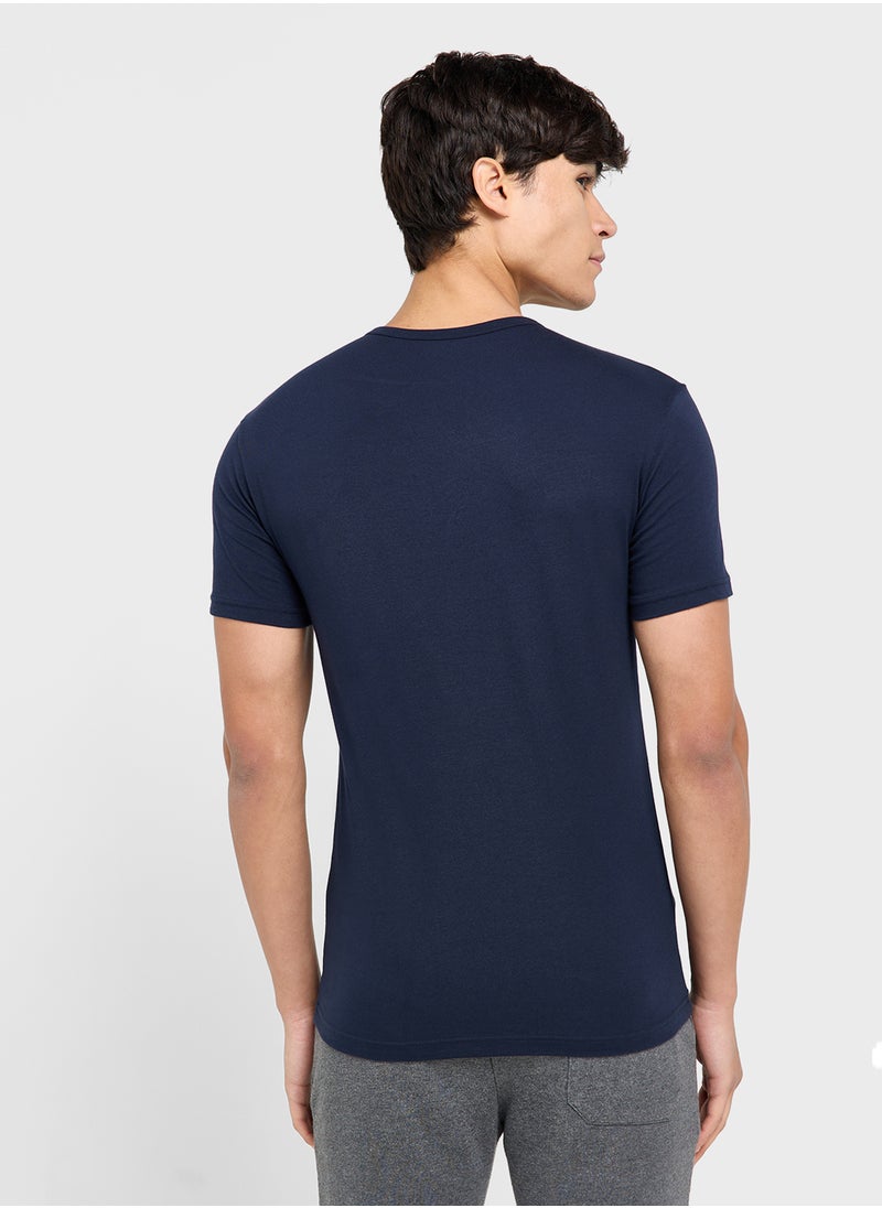 EMPORIO ARMANI Beachwear Logo Crew Neck T-Shirt  - Image 3