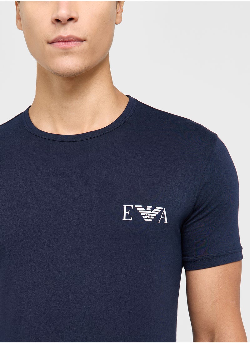 EMPORIO ARMANI Beachwear Logo Crew Neck T-Shirt  - Image 4