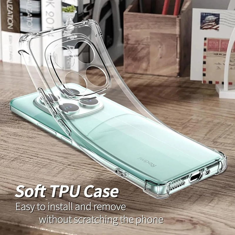 TEXEEM Case for Redmi Note 14 Pro 5G, Crystal Clear Shockproof Transparent Soft TPU Bumper Cover with 4-Corner Airbag Protection, Anti-Yellowing Anti-Scratch Slim Phone Case - Image 3