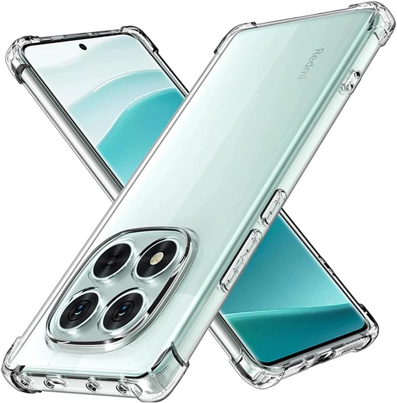 TEXEEM Case for Redmi Note 14 Pro 5G, Crystal Clear Shockproof Transparent Soft TPU Bumper Cover with 4-Corner Airbag Protection, Anti-Yellowing Anti-Scratch Slim Phone Case - Image 2
