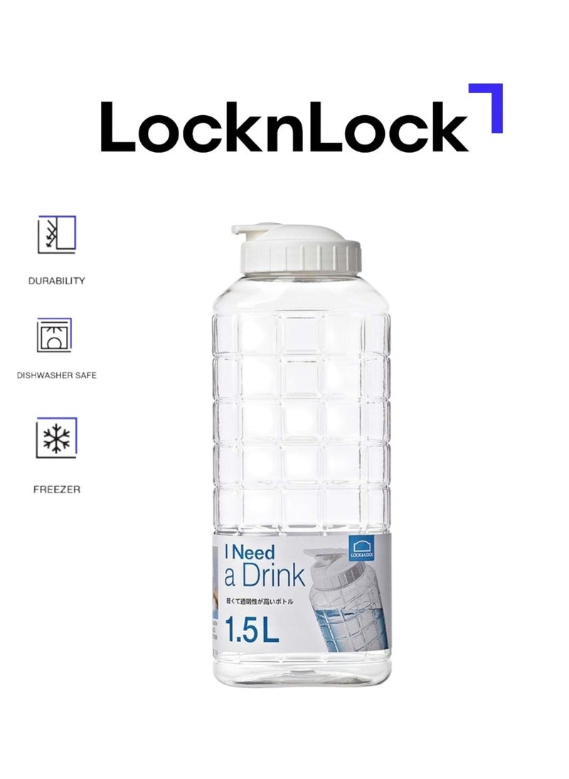 LOCK & LOCK LocknLock 1.5L Chess Water Bottle - Clear PET with Non-Slip Grip and Durable Design  - Image 1