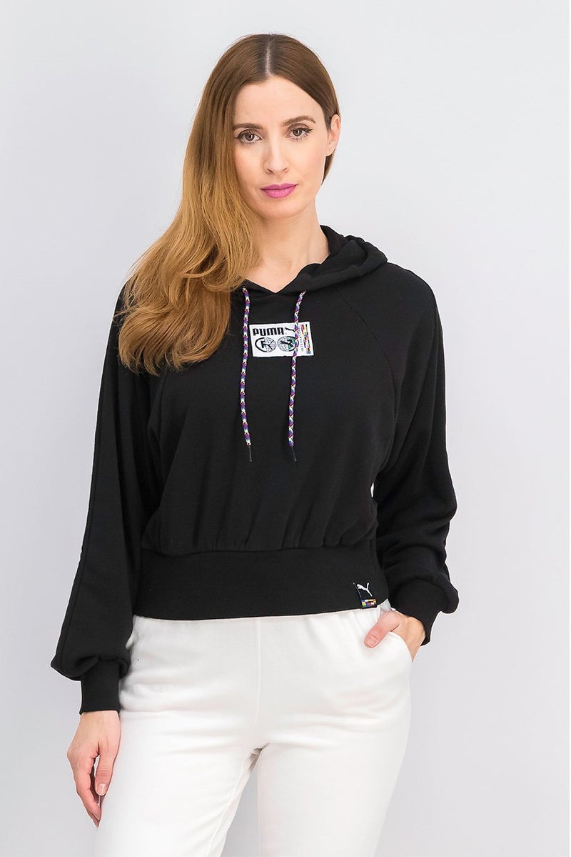 PUMA Women Printed Regular Fit Hoodie Sweater, Black  - Image 1