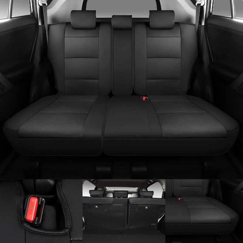 TAPHA Leather Seat Cover Set for Toyota RAV4 2020-2023 - Breathable & Water-Resistant (Black) - Image 3