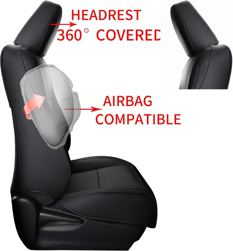 TAPHA Leather Seat Cover Set for Toyota RAV4 2020-2023 - Breathable & Water-Resistant (Black) - Image 5